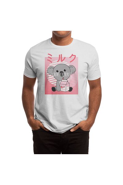 Fizello Kawaii Koala - Ρετρό ιαπωνικό μπλουζάκι με μοτίβο Milkshake για άνδρες και γυναίκες, λευκό μπλουζάκι Unisex