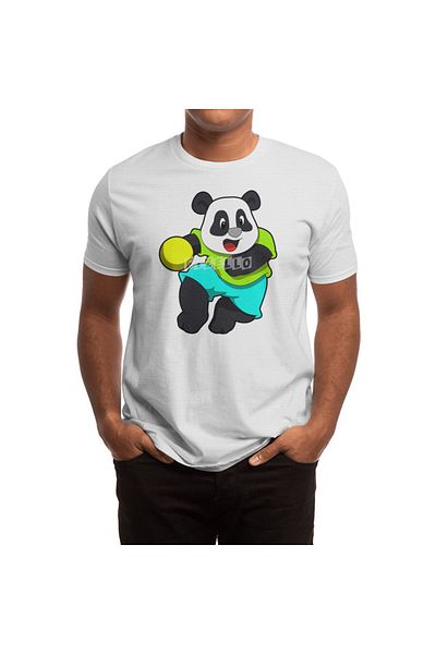 Fizello Tricou alb unisex Panda As Handball Player pentru bărbați și femei