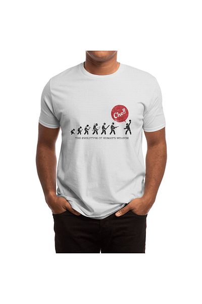 Fizello Μπλουζάκι για άνδρες και γυναίκες - Unisex Λευκό, T-Shirt Evolution Of Human's Weapon