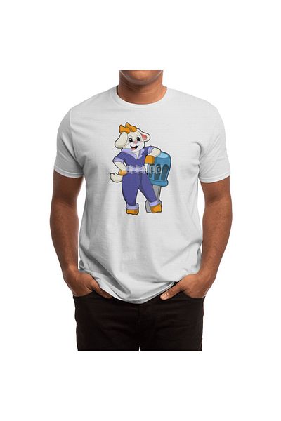 Fizello Ανδρικό και γυναικείο λευκό μπλουζάκι Unisex - Goat As Mechanic With Screwdriver Design