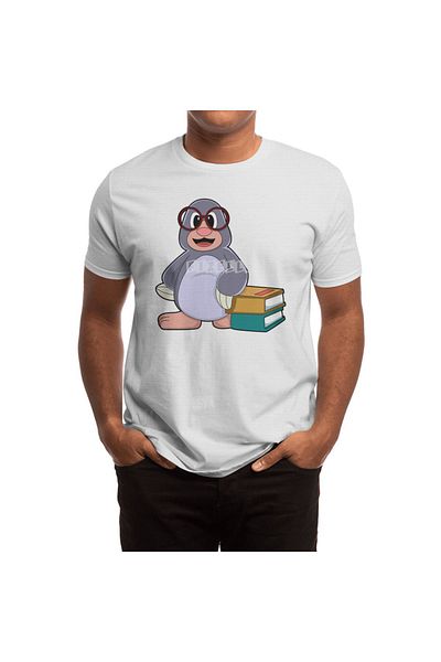 Fizello Tricou alb pentru bărbați și femei - cu model de ochelari și cărți, unisex