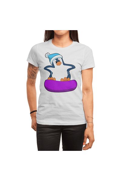 Fizello Μπλουζάκι Snowboard με σχέδιο Penguin για άνδρες και γυναίκες - Unisex Λευκό T-shirt