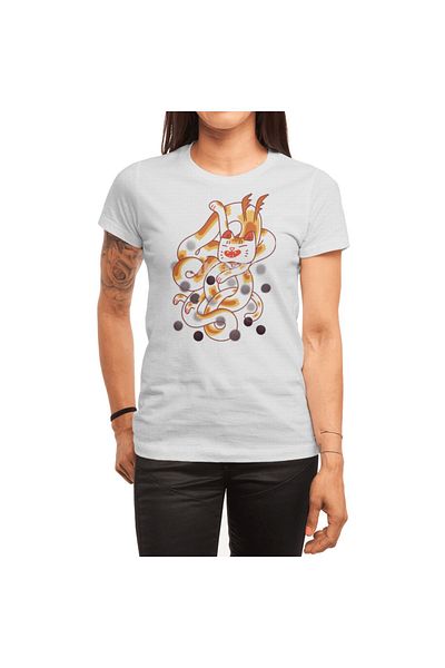 Fizello Tricou unisex alb Cat Dragon pentru bărbați și femei