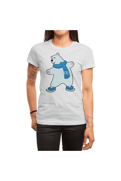 Fizello Λευκό μπλουζάκι Polar Bear Ice Skating Scarf Unisex