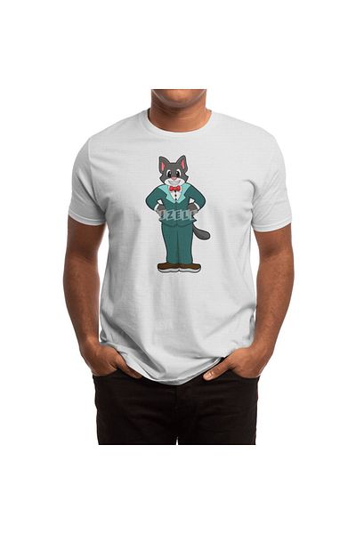 Fizello Tricou alb unisex pentru bărbați și femei - Cat As Groom Suit & Ribbon Design