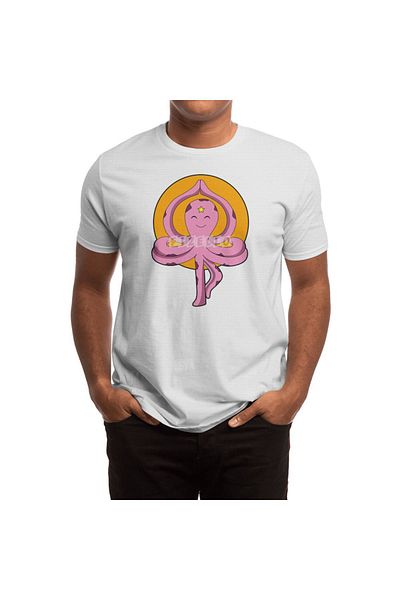Fizello Yoga Long Purpose Octopus At Stretching Exercises - Ανδρικό και γυναικείο λευκό μπλουζάκι