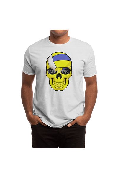 Fizello Ανδρικό και γυναικείο λευκό μπλουζάκι - Skull As Volleyball Player με μπλουζάκι Volleyball Unisex