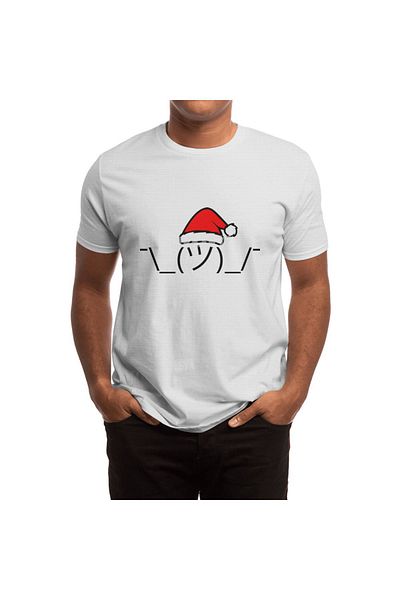 Fizello Unisex White T-Shirt - Christmas Shrug, Men and Women T-Shirt