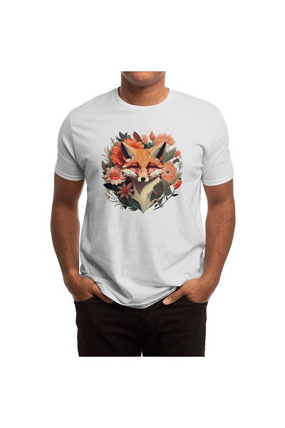 Fizello Fox With Flowers Unisex Λευκό T-Shirt
