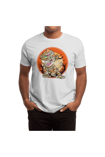 Fizello Unisex White T-Shirt - Cute Spooky Halloween Mummy Monkey Costume Ape