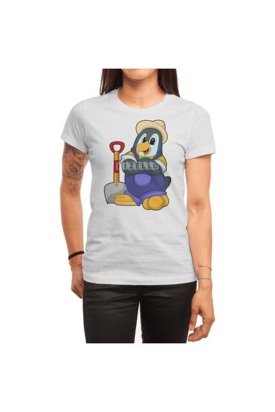 Fizello Penguin As Farmer - Λευκό μπλουζάκι για άνδρες και γυναίκες, Unisex, με σχέδιο Shovel