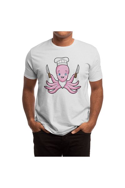 Fizello Μπλουζάκι Cook με γιακά Octopus - Ανδρικό, Γυναικείο, Unisex Λευκό