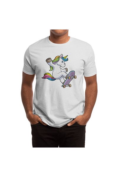 Fizello Μπλουζάκι Unicorn Pattern Skateboard Champion για άνδρες και γυναίκες - Unisex Λευκό T-shirt