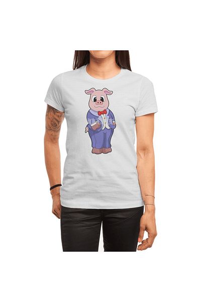 Fizello Tricou alb pentru bărbați și femei - Pig As Groom With Suit Tricou unisex
