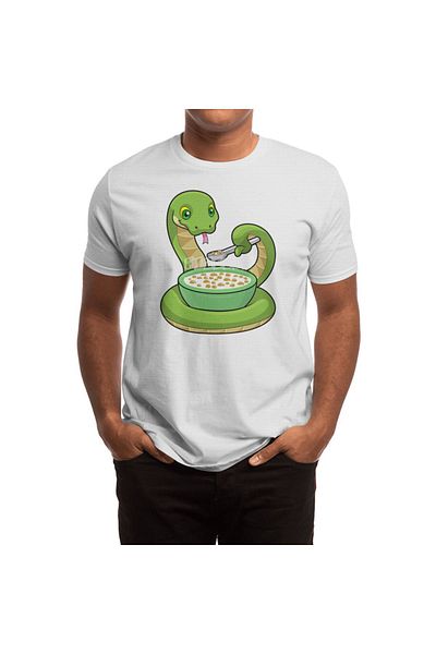Fizello Ανδρικό και γυναικείο μπλουζάκι Muesli Snake Print - Unisex Λευκό T-shirt