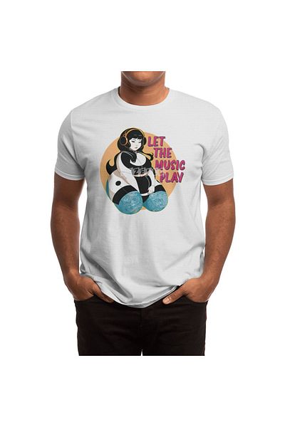 Fizello Λευκό μπλουζάκι Unisex για άνδρες και γυναίκες - Let The Music Play Girl