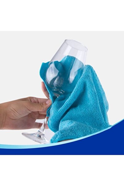 teknotrust 100% Microfiber as Texture Microfiber Cloth 12 Pieces 30 X 30 Set Product 10 + Cotton Blue Embroidered / Embroidered