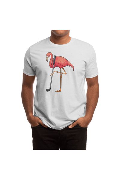 Fizello Λευκό μπλουζάκι Flamingo Golf Club με μοτίβο για άνδρες και γυναίκες