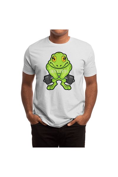 Fizello Tricou alb pentru bărbați și femei - Tricou unisex Frog At Fitness Barbells