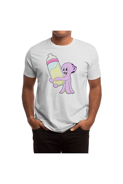 Fizello Ανδρικό και γυναικείο μπλουζάκι - Octopus Baby Bottle Milk Unisex Λευκό T-shirt