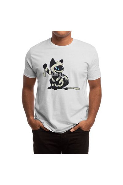 Fizello Ανδρικό και γυναικείο λευκό μπλουζάκι Unisex Mummy Cat