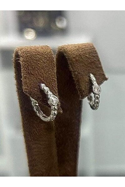 MYS kuyumculuk Tkp6121396 925 Ayar Gümüş 1,5 Cm Tek Taşlı Tohum Çocuk Halka Küpe