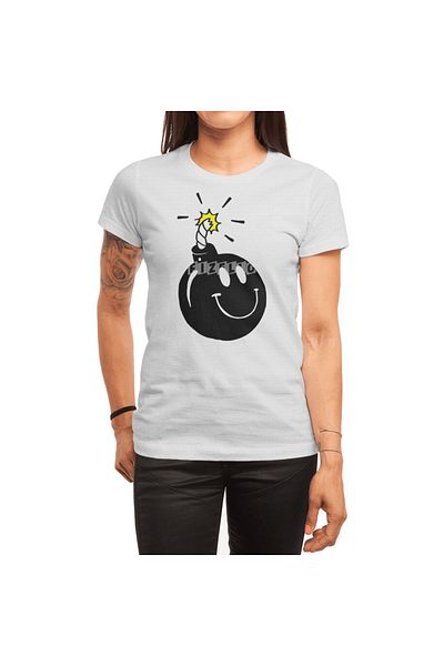 Fizello Tricou alb unisex cu model Smiley Bomb