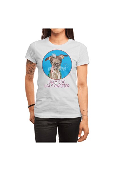 Fizello Ugly Dog Ugly Sweater , Erkek Tişört, Kadın Tişört, Unisex Beyaz T-shirt