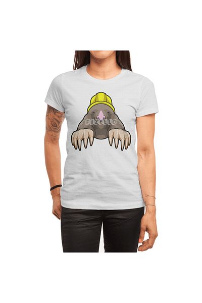 Fizello Ανδρικό και γυναικείο λευκό μπλουζάκι Unisex - As Miner With Helmet Design