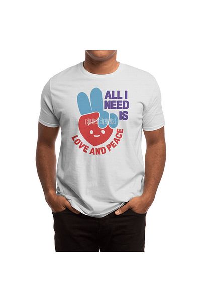 Fizello Λευκό μπλουζάκι Unisex "All I Need Is Love And Peace" για άνδρες και γυναίκες