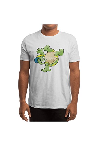 Fizello Чоловічий та жіночий білий футболка - Turtle At Hip Hop Break Dance з капюшоном