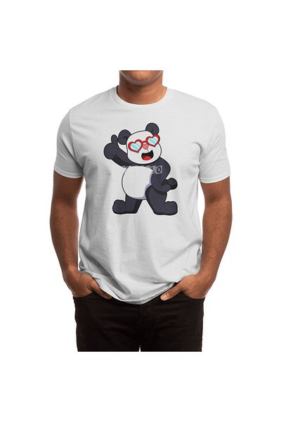 Fizello Tricou Panda Heart Glasses pentru bărbați și femei - alb unisex
