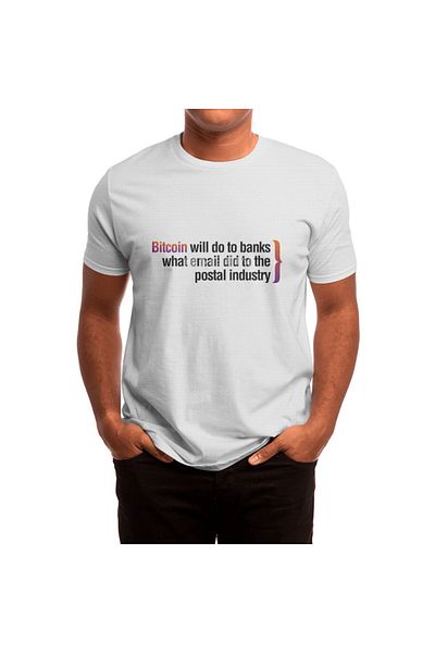 Fizello Λευκό μπλουζάκι Unisex με μοτίβο Bitcoin