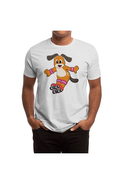 Fizello Ανδρικό και γυναικείο μπλουζάκι - Dog As Skater With Inline Skates Unisex Λευκό μπλουζάκι