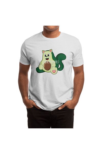 Fizello Ανδρικό και γυναικείο λευκό μπλουζάκι - Cat As Avocado Unisex Design