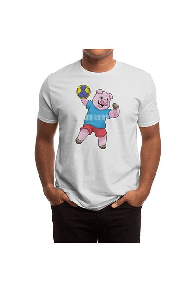 Fizello Tricou alb pentru bărbați și femei - Tricou unisex Pig At Handball Sports