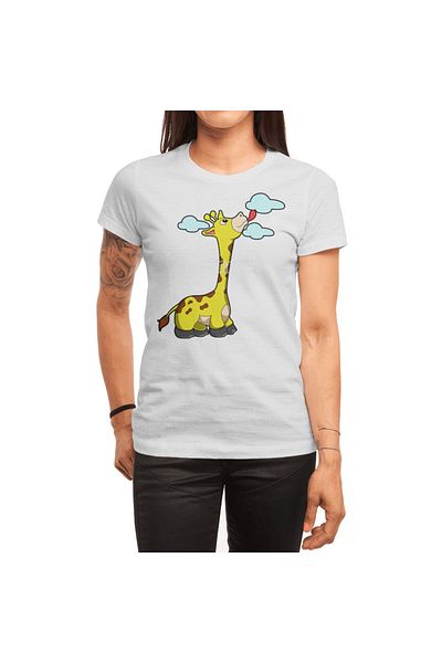 Fizello Λευκό μπλουζάκι Unisex - Giraffe with Clouds Design