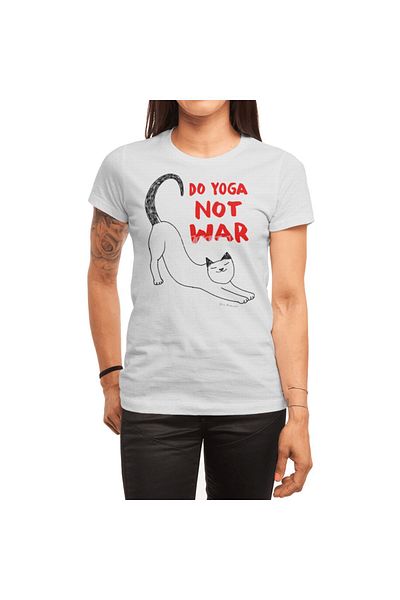 Fizello Do Yoga - War Cat Unisex Λευκό T-Shirt