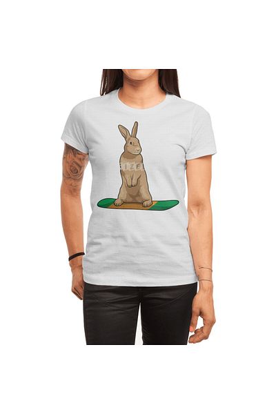 Fizello Ανδρικό και γυναικείο λευκό μπλουζάκι - Rabbit As Snowboarder With Snowboarding Unisex Design