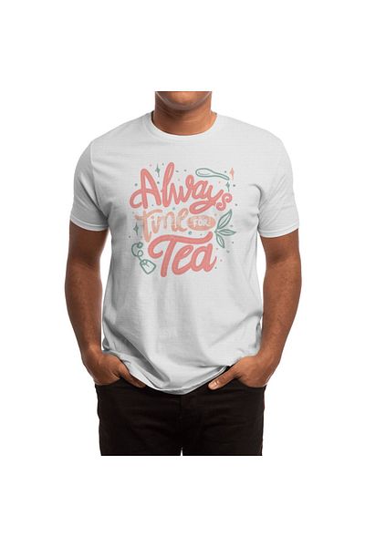 Fizello Λευκό μπλουζάκι Unisex - Always Time For Tea Σχέδιο για άνδρες και γυναίκες