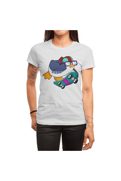 Fizello Tricou Penguin Skateboarding pentru bărbați și femei - Tricou alb unisex
