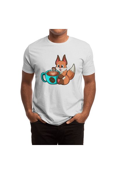 Fizello Μπλουζάκι Fox Coffee Cup - Ανδρικό, Γυναικείο, Unisex Λευκό