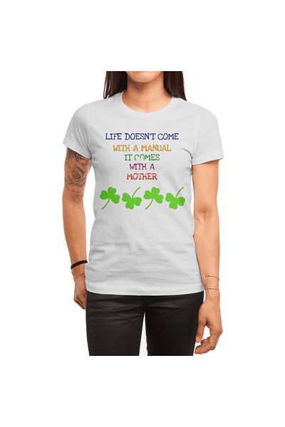 Fizello Ανδρικό και γυναικείο μπλουζάκι - "Life Doesn't Come It Comes With A Mother" Λευκό μπλουζάκι Unisex