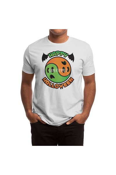 Fizello Happy Halloween - Ανδρικό και γυναικείο μπλουζάκι Yin-Yang Ghost, Unisex Λευκό