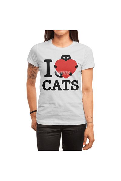 Fizello Tricou alb „I Love Cats” pentru bărbați și femei