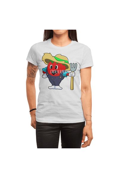 Fizello Tricou pentru bărbați și femei - Tomato As Farmer Rake Print, tricou alb unisex