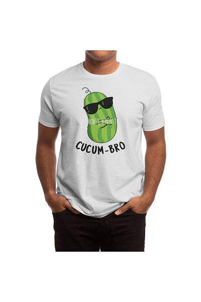 Fizello Tricou alb unisex Cucum-Bro - Joc de cuvinte pentru bărbați și femei