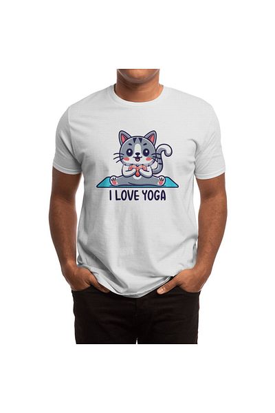 Fizello Tricou alb unisex I Love Yoga Cat