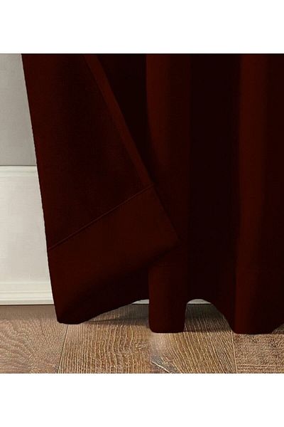 İ.D İpek Dokuma Burgundy Thermal Light Proof Blackout Blackout Sunshade Curtain (En X Boy)