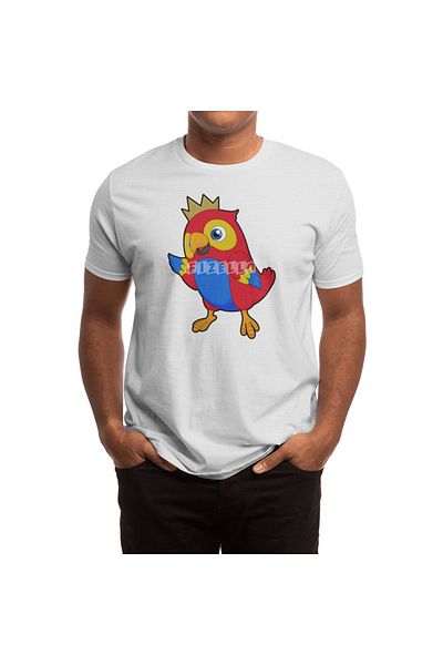 Fizello Parrot As King - Λευκό μπλουζάκι για άνδρες και γυναίκες, Unisex Cutout